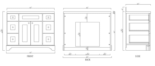42" Royalwood Damian Vanity Base Only