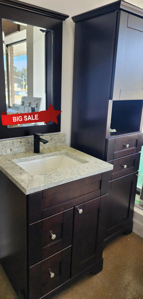 24" Solid Wood Vanity/Linen/Quartz top/Sink/Faucet 70%OFF