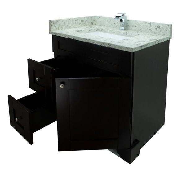 36" Espresso Damian Vanity with Milky Way Quartz