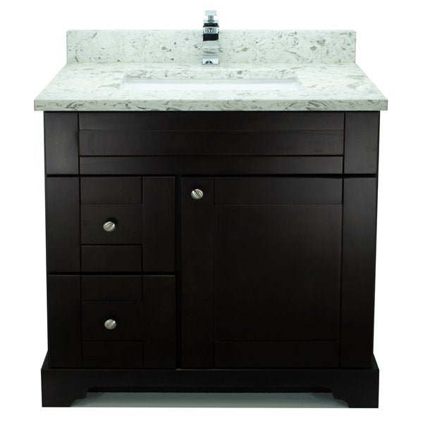 36" Espresso Damian Vanity with Milky Way Quartz