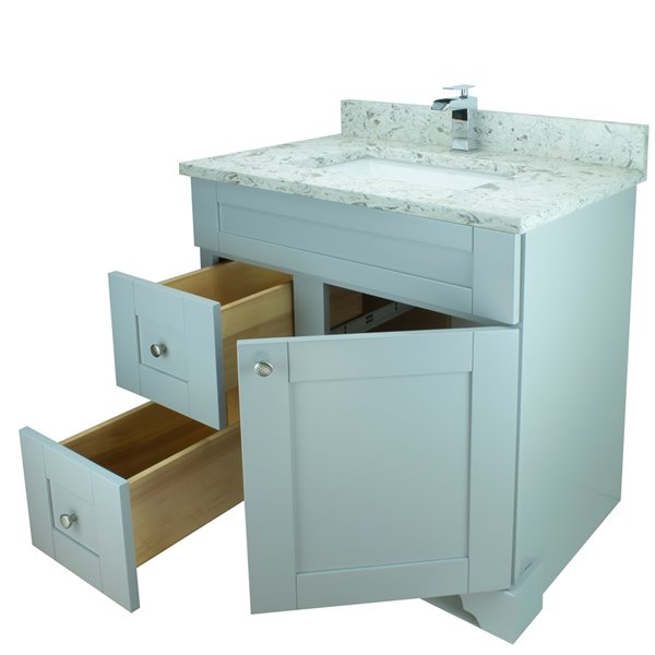 36" Grey Damian Vanity with Milky Way Quartz
