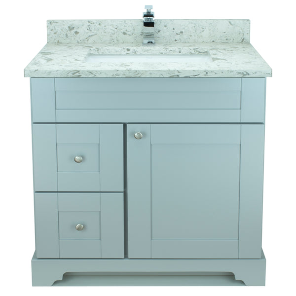 36" Grey Damian Vanity with Milky Way Quartz