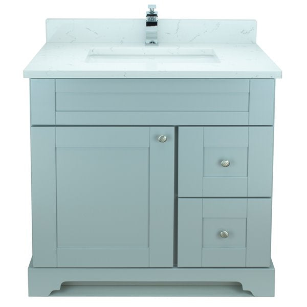 36" Grey Damian Vanity with Carrera Quartz