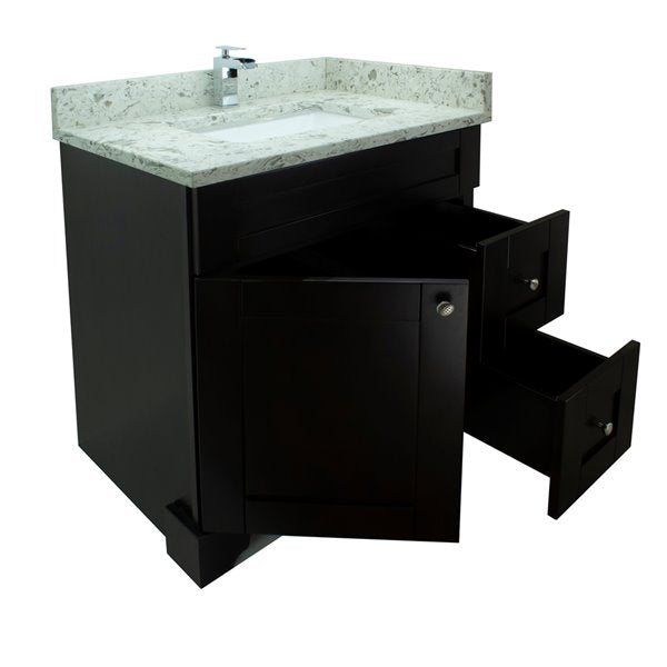 36" Espresso Damian Vanity with Milky Way Quartz