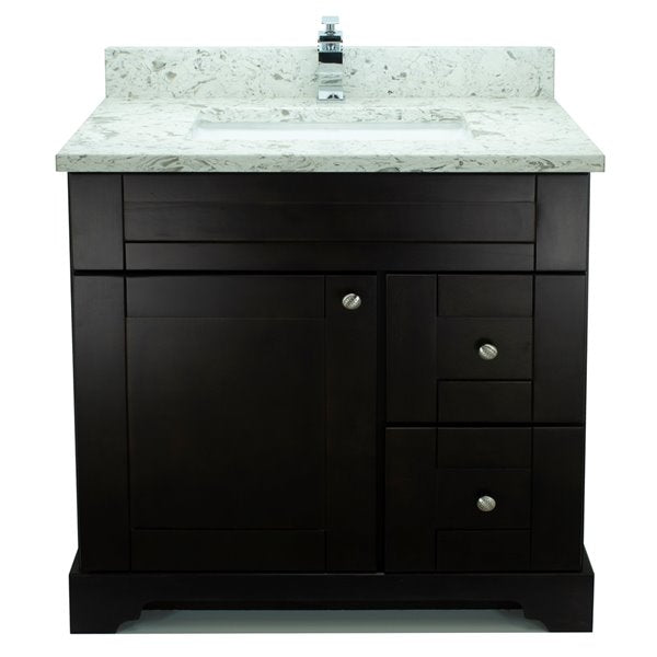 36" Espresso Damian Vanity with Milky Way Quartz