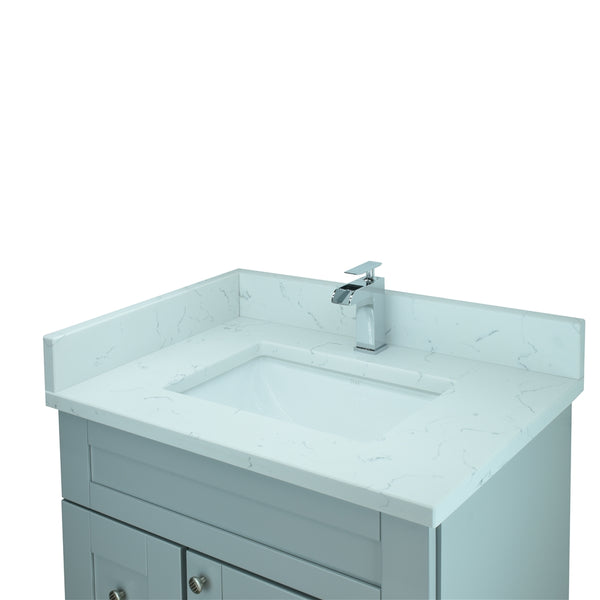 30" Grey Damian Vanity with Carrera Quartz