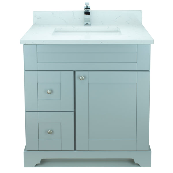 30" Grey Damian Vanity with Carrera Quartz
