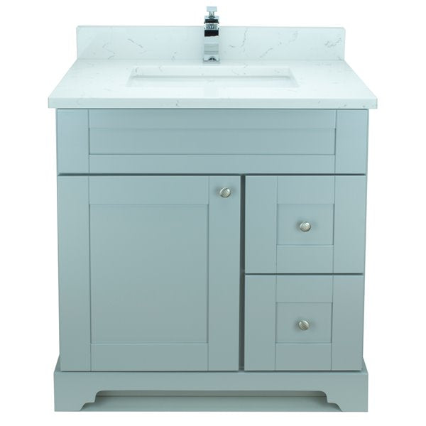 30" Grey Damian Vanity with Carrera Quartz