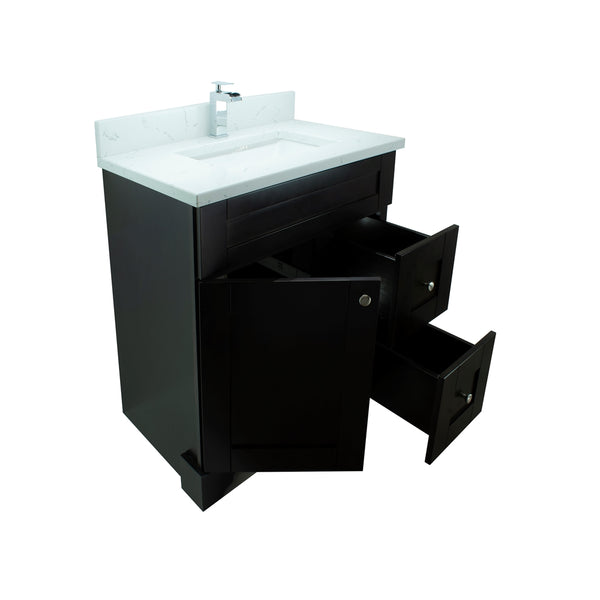 24" Espresso Damian Vanity with Carrera Quartz