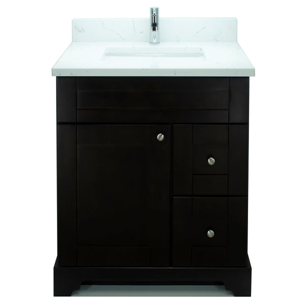 24" Espresso Damian Vanity with Carrera Quartz