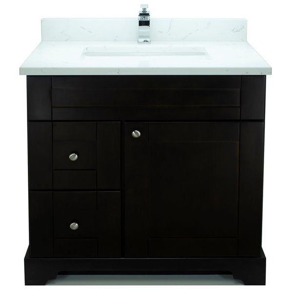 36" Espresso Damian Vanity with Carrera Quartz