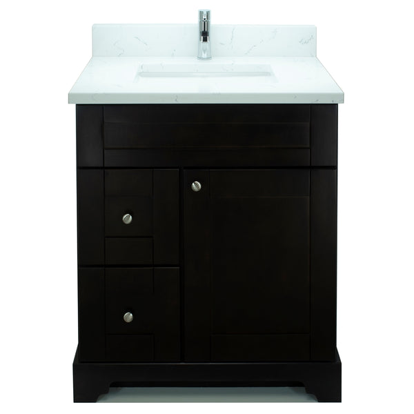 24" Espresso Damian Vanity with Carrera Quartz