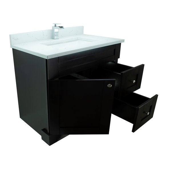 36" Espresso Damian Vanity with Carrera Quartz