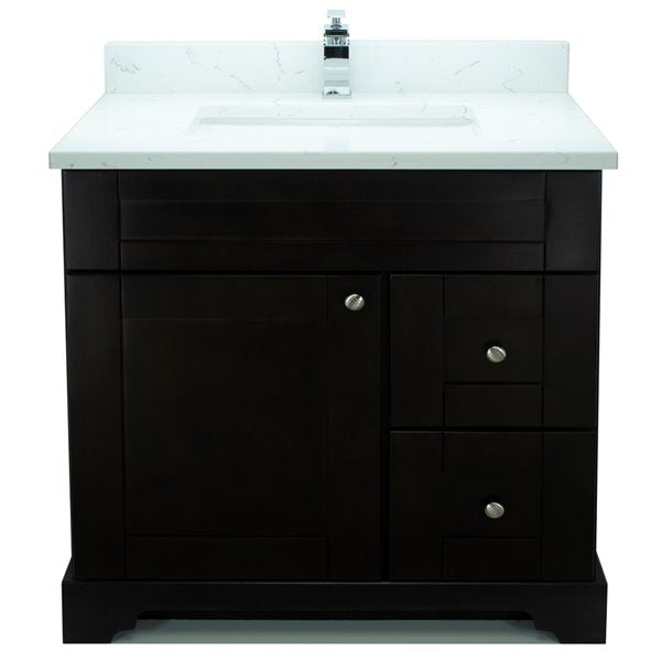 36" Espresso Damian Vanity with Carrera Quartz