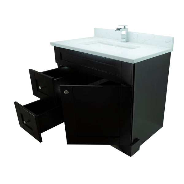 30" Espresso Damian Vanity with Carrera Quartz