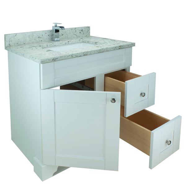 36" White Damian Vanity with Milky Way Quartz