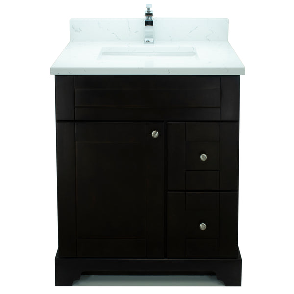 24" Espresso Damian Vanity with Classique Calcutta Quartz
