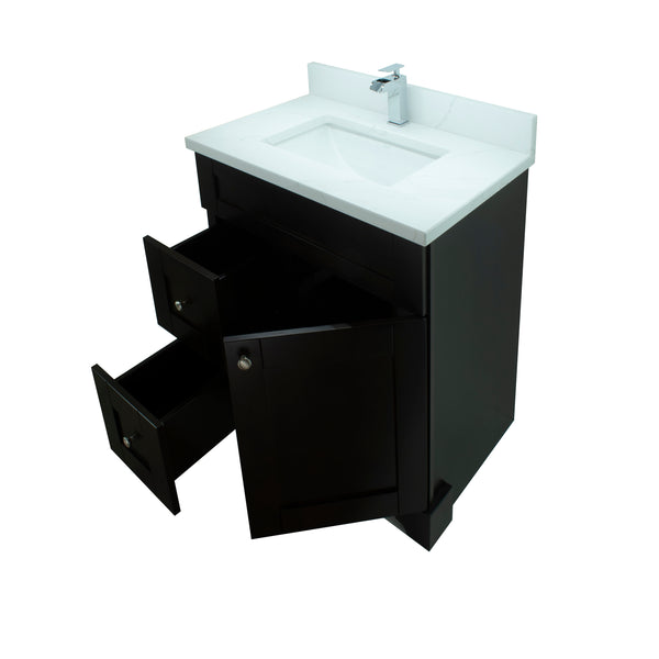 24" Espresso Damian Vanity with Classique Calcutta Quartz