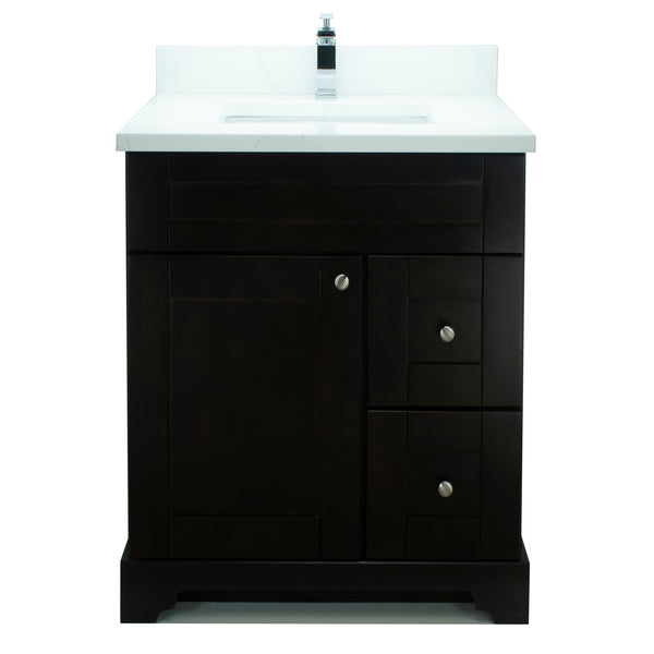 24" Espresso Damian Vanity with Classique Calcutta Quartz