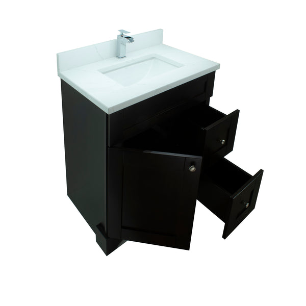 24" Espresso Damian Vanity with Classique Calcutta Quartz