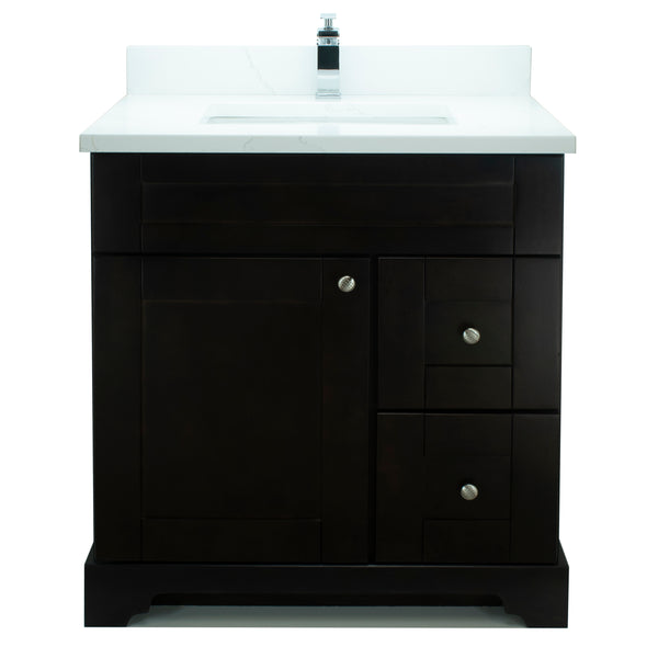 24" Espresso Damian Vanity with Classique Calcutta Quartz