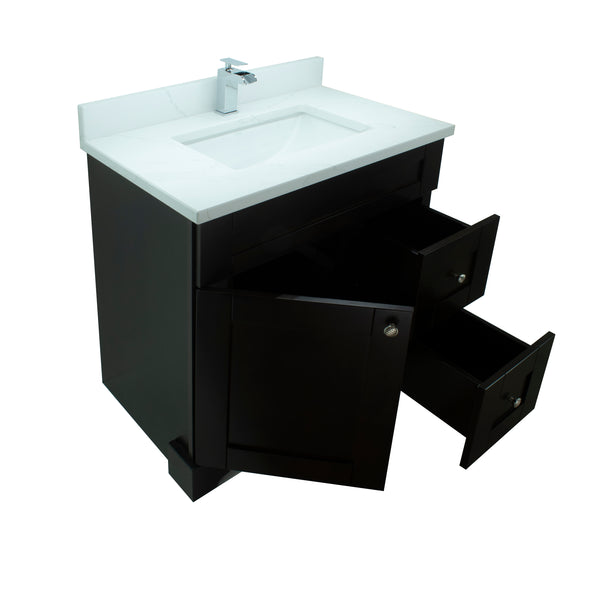30" Espresso Damian Vanity with Classique Calcutta Quartz