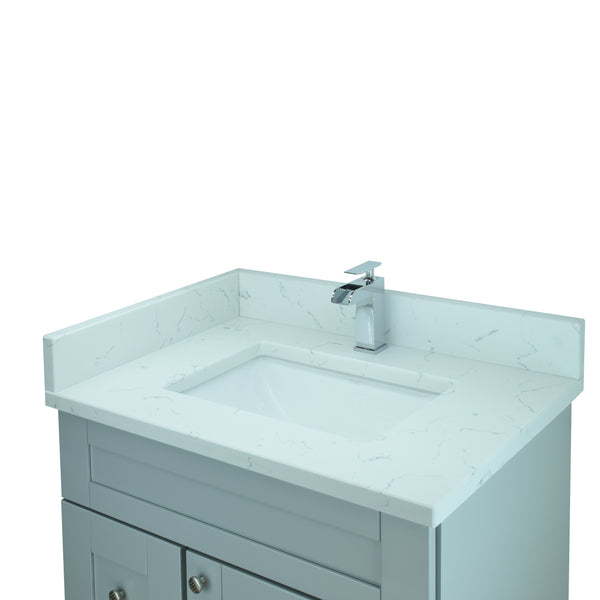 24" Grey Damian Vanity with Carrera Quartz
