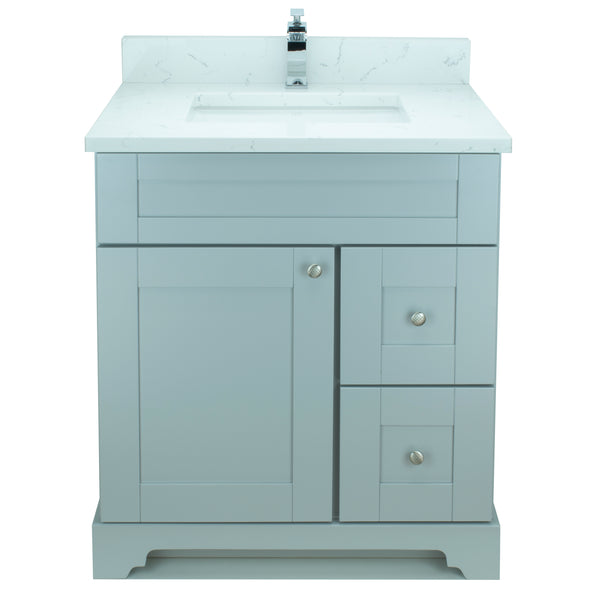 24" Grey Damian Vanity with Carrera Quartz