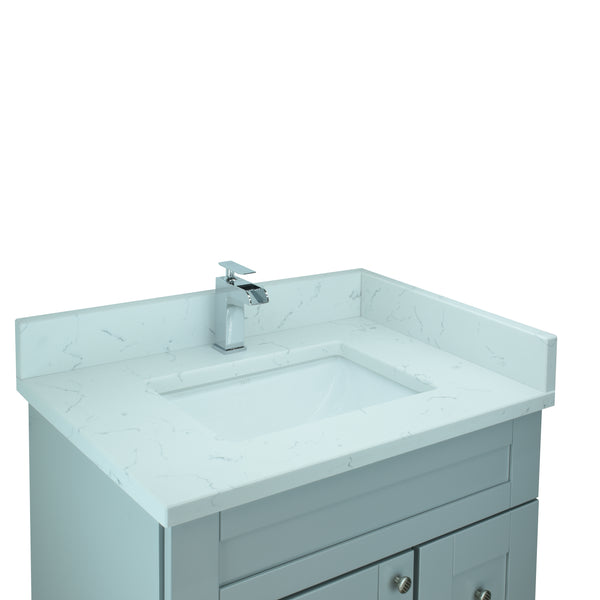 24" Grey Damian Vanity with Carrera Quartz