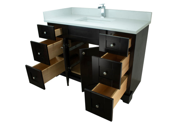 48" Espresso Damian Vanity with Carrera Quartz