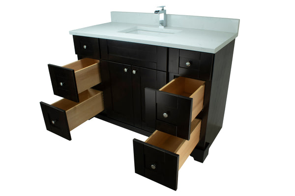 42" Espresso Damian Vanity with Carrera Quartz