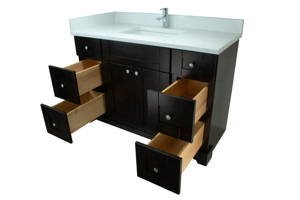 42" Espresso Damian Vanity with Carrera Quartz