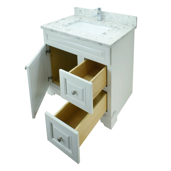 36" Antique White Damian Vanity with Milky Way Quartz