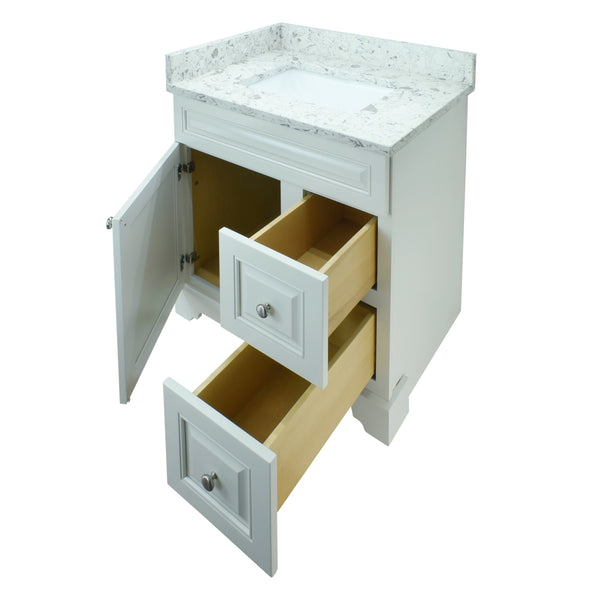 36" Antique White Damian Vanity with Milky Way Quartz