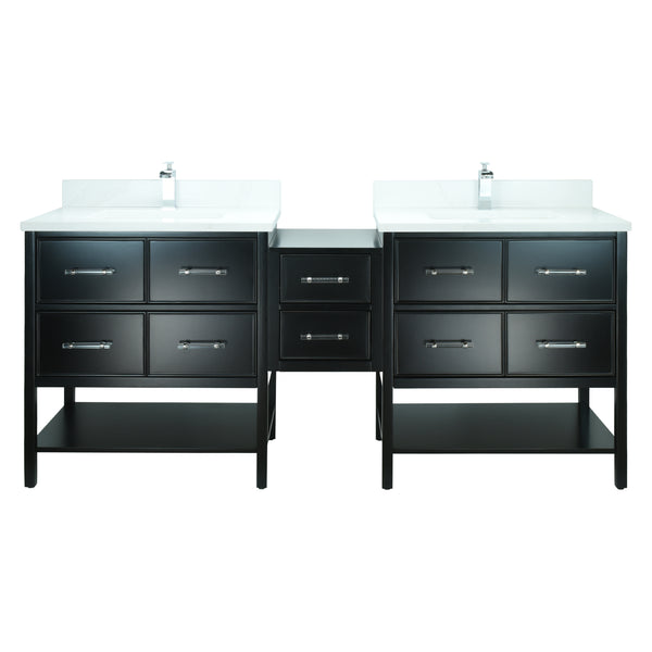 74" Black Gemma Vanity with Classic Calcutta Quartz