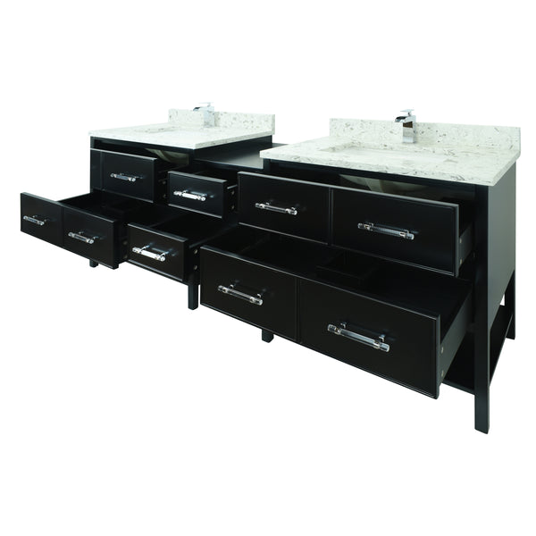 74" Black Gemma Vanity with Milky Way Quartz