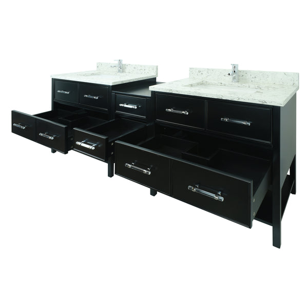 74" Black Gemma Vanity with Milky Way Quartz