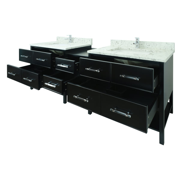 74" Black Gemma Vanity with Milky Way Quartz