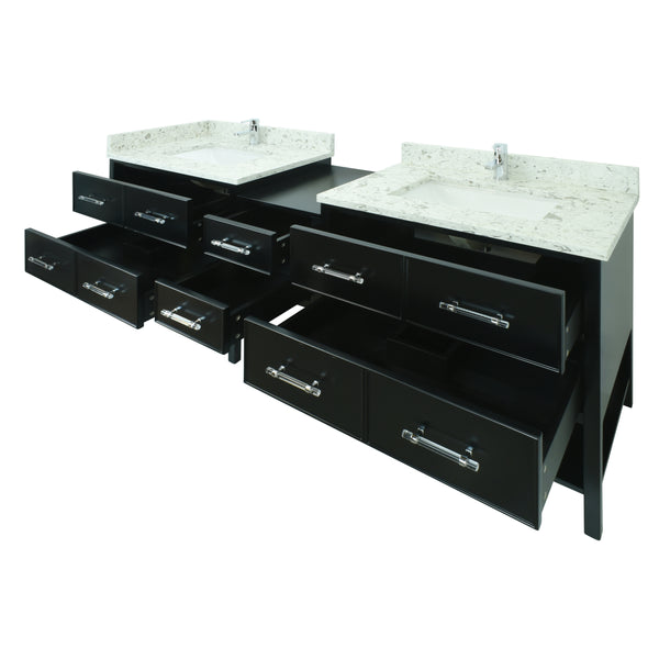 74" Black Gemma Vanity with Milky Way Quartz