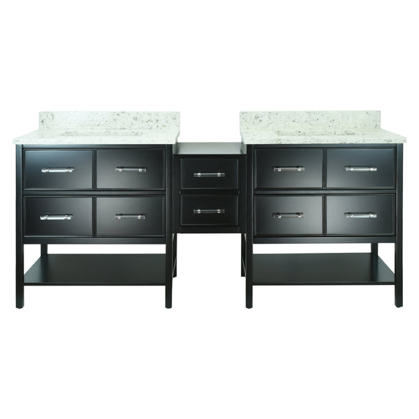 74" Black Gemma Vanity with Milky Way Quartz