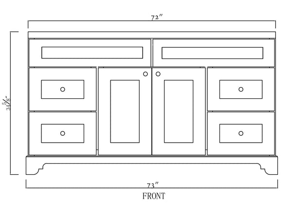 72" Grey Damian Vanity with Moonlight Black Quartz