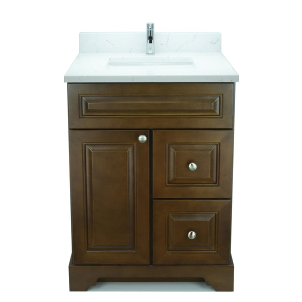 24" Royalwood Damian Vanity with Carrera Quartz