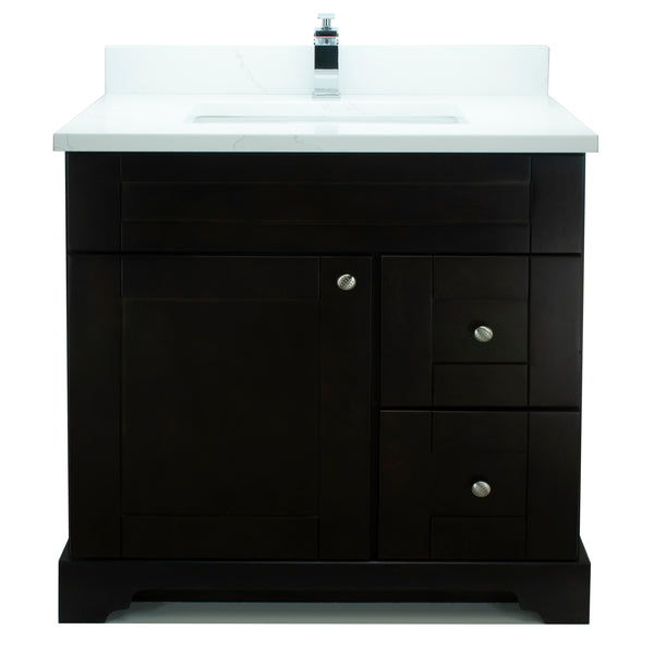 36" Espresso Damian Vanity with Classique Calcutta Quartz