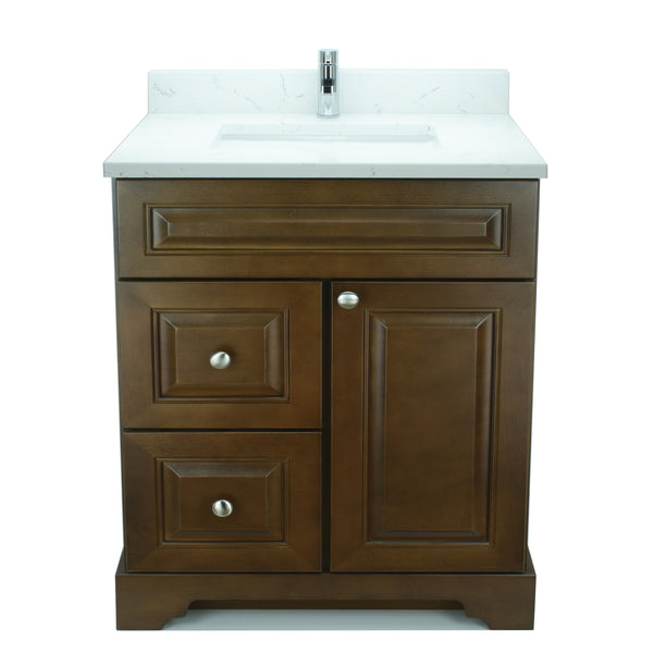30" Royalwood Damian Vanity with Carrera Quartz