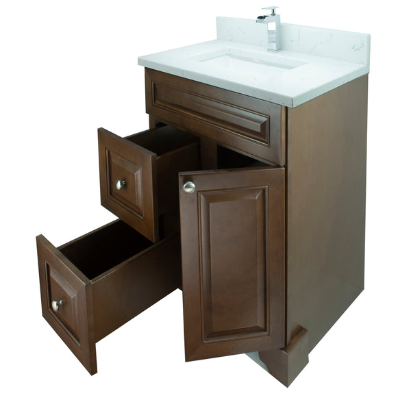 24" Royalwood Damian Vanity with Carrera Quartz