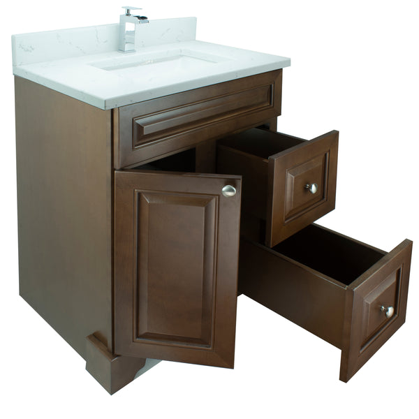 30" Royalwood Damian Vanity with Carrera Quartz