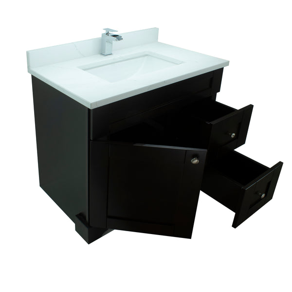 36" Espresso Damian Vanity with Classique Calcutta Quartz