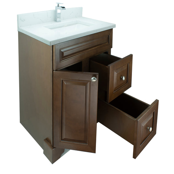24" Royalwood Damian Vanity with Carrera Quartz
