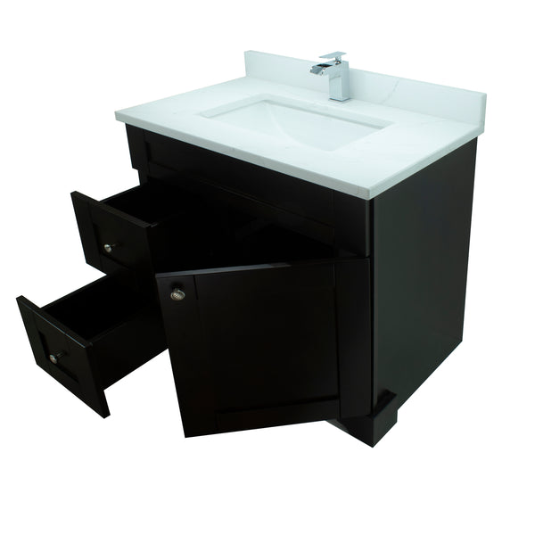 36" Espresso Damian Vanity with Classique Calcutta Quartz