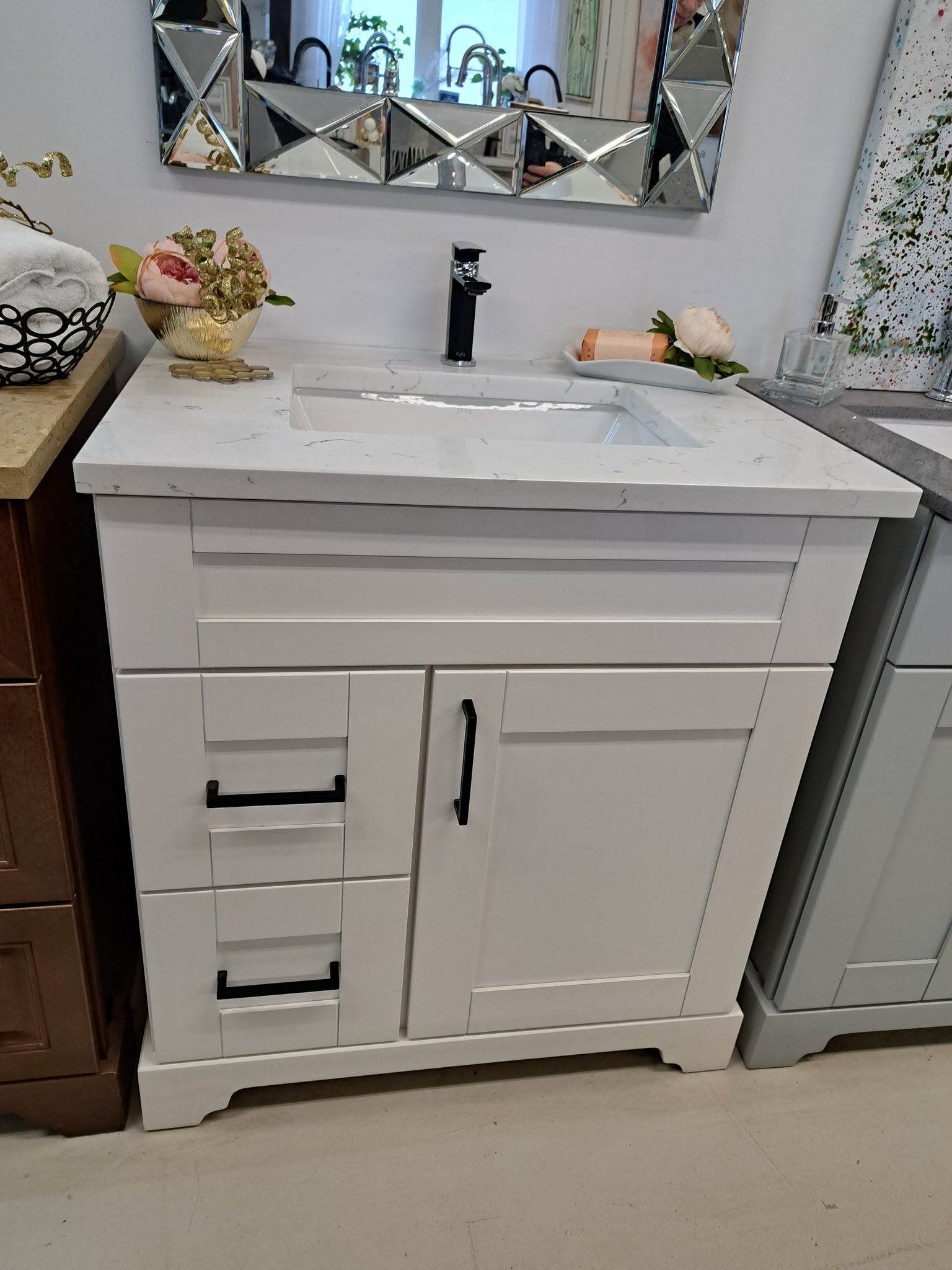VANITY Solid Wood with Quartz Top and sink. Price $ 800